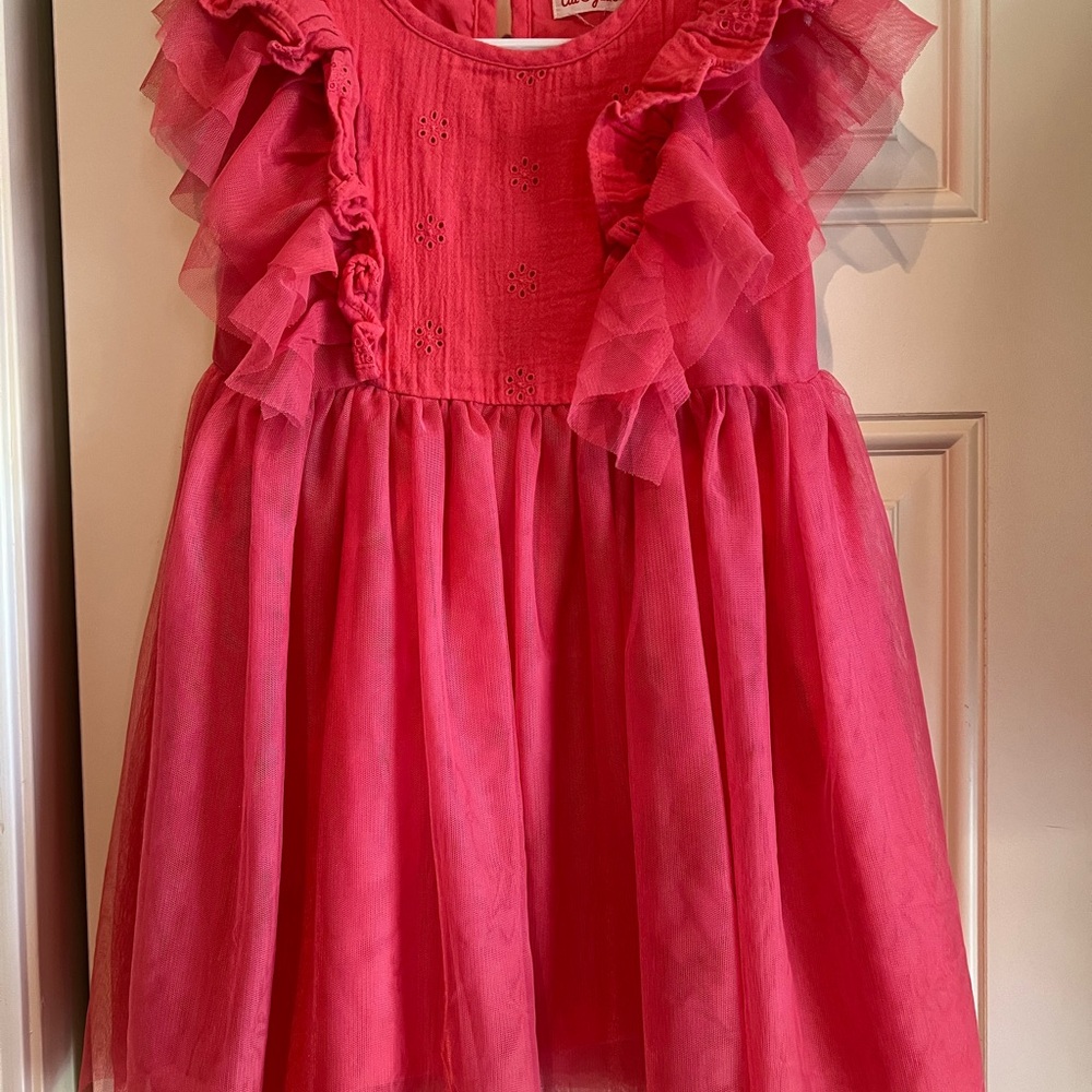 Cat & Jack Coral/Pink Ruffled Tulle Party Dress